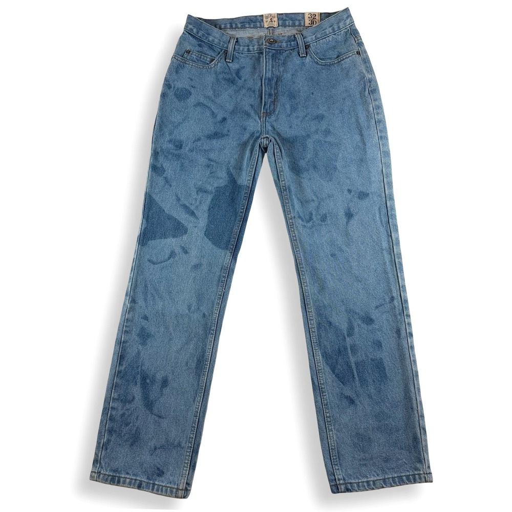 RedHead Brand Co Mens Straight Leg Jeans Blue Acid Wash 32x30